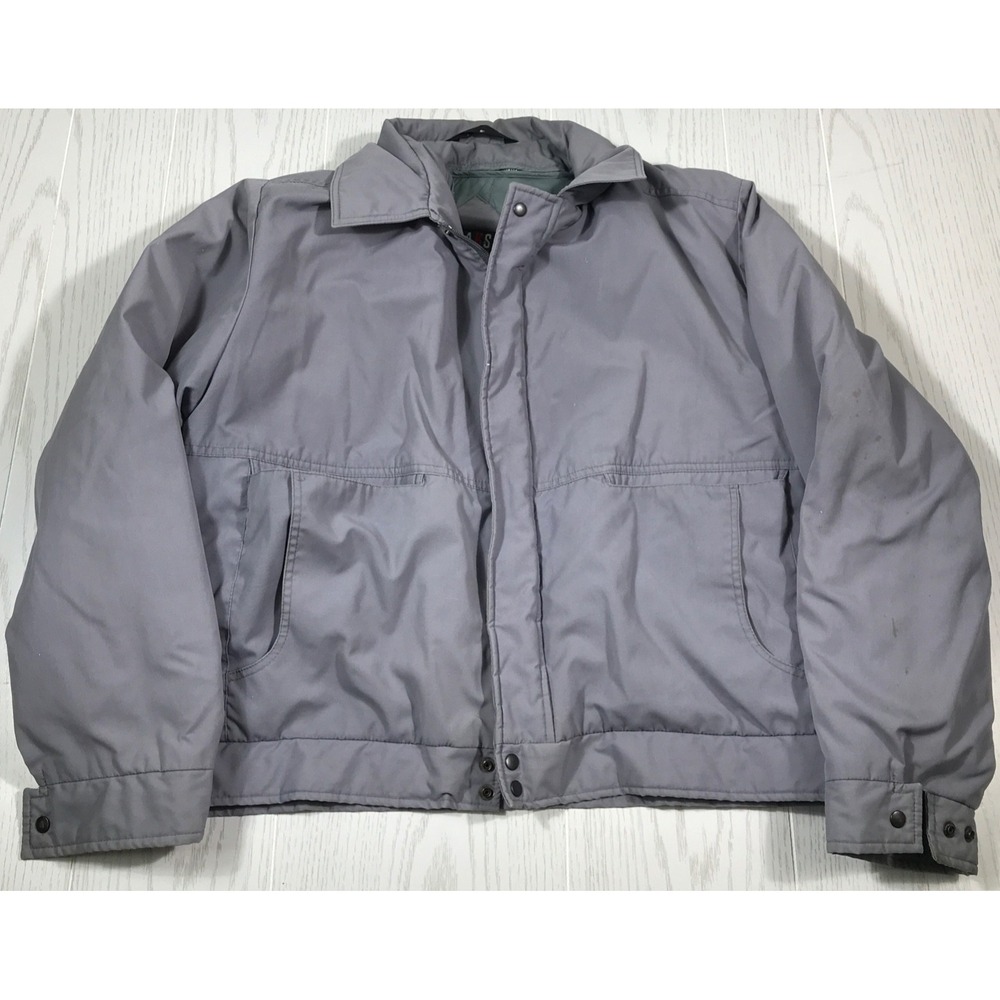 Vintage 80s Bomber Jacket Men XL Daks Gray Zip In Lining Soft-shell Chore Work